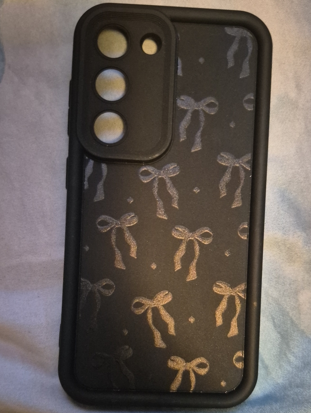 Samsung Black Case with Metallic Gold Bow Accent